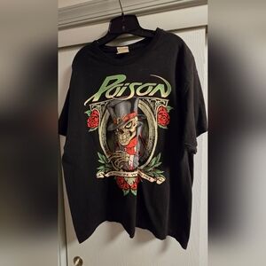 Hanes Heavyweight Black Tee with Red and Blue Label